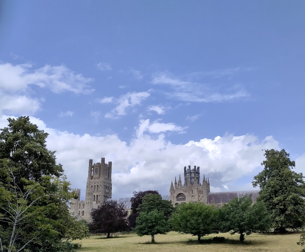 Ely cathedral from the parkland below.